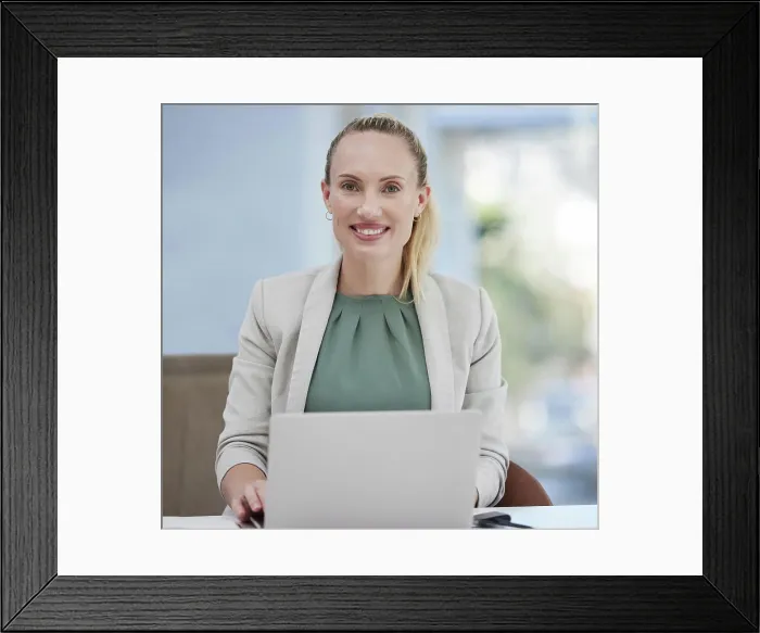 Framed Print : Laptop, portrait and business woman working at her desk for office planning Framed Print : Laptop, portrait and business woman working at her desk for office planning