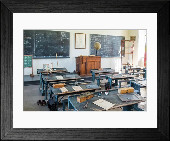 Framed Print : 1920s classroom of country school at Domaine du Fourneau Saint-Michel Framed Print : 1920s classroom of country school at Domaine du Fourneau Saint-Michel