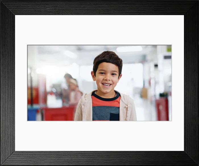 Framed Print : Young, student and classroom with happy portrait for education Framed Print : Young, student and classroom with happy portrait for education