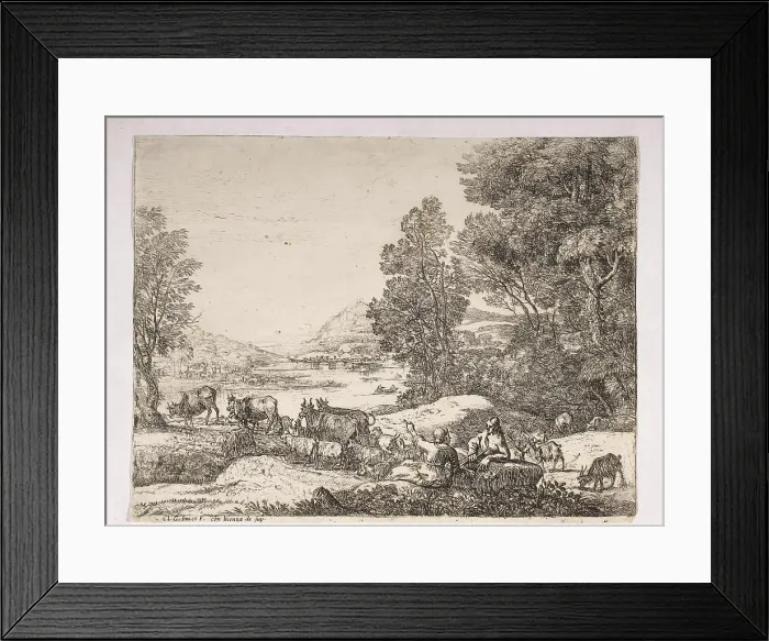 Framed Print : Landscape from the Midnight Mass and shepherd; Lorrain Framed Print : Landscape from the Midnight Mass and shepherd; Lorrain