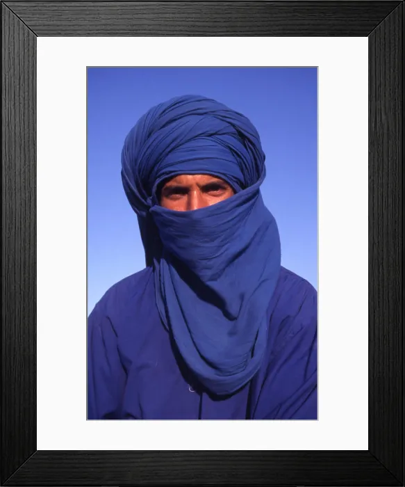 Framed Print : Portrait of a camel rider standing in the desert, Tunisia, North Africa Framed Print : Portrait of a camel rider standing in the desert, Tunisia, North Africa