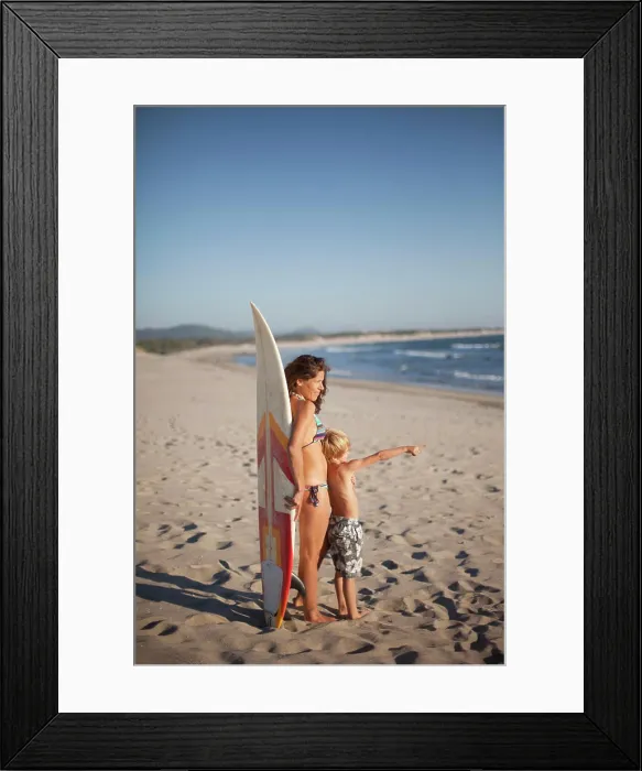 Framed Print : Boy showing something to his mother at the beach, Viana do Castelo, Norte Region, Portugal Framed Print : Boy showing something to his mother at the beach, Viana do Castelo, Norte Region, Portugal