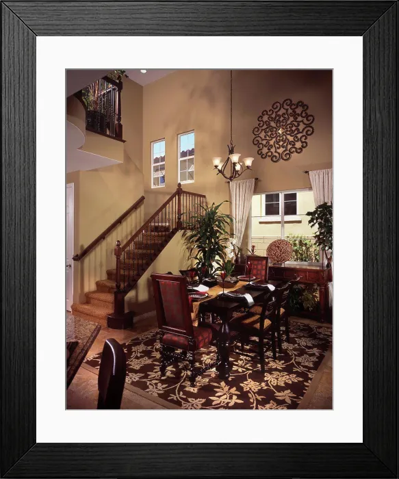 Framed Print : Elegant dining area by staircase. 03 / 17 / 2012 Framed Print : Elegant dining area by staircase. 03 / 17 / 2012