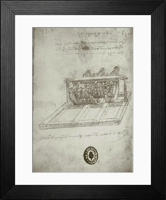 Framed Print : Mechanical Sketches Leonardo da Vinci (1452-1519 / Italian) Drawing Framed Print : Mechanical Sketches Leonardo da Vinci (1452-1519 / Italian) Drawing
