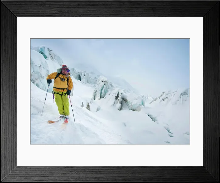 Framed Print : Man backcountry skiing, Vallee Blanche, Chamonix, Haute-Savoie, France Framed Print : Man backcountry skiing, Vallee Blanche, Chamonix, Haute-Savoie, France