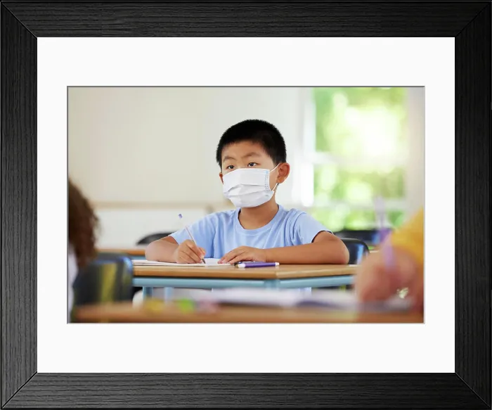 Framed Print : Face mask to protect from covid during pandemic Framed Print : Face mask to protect from covid during pandemic