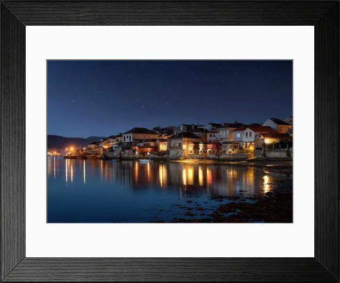 Framed Print : Combarro, beautiful fishing village at night in Galicia, Spain Framed Print : Combarro, beautiful fishing village at night in Galicia, Spain