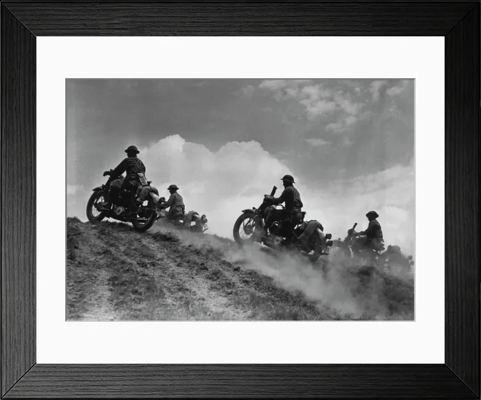 Framed Print : U.S. Soldier Cyclists Go 'Over The Top' - Cumulus clouds above