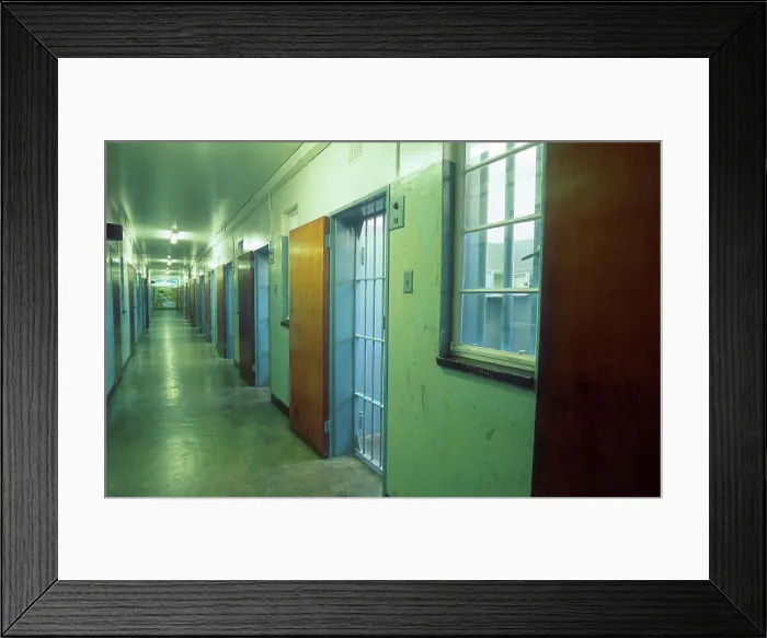 Framed Print : Prison interior. Nelson Mandela's cell on RHS. Robben Island. Cape Town. Western Cape. South Africa Framed Print : Prison interior. Nelson Mandela's cell on RHS. Robben Island. Cape Town. Western Cape. South Africa