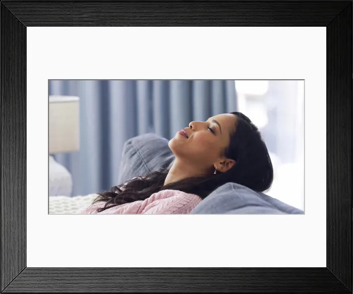 Framed Print : Fatigue, woman and sleeping to relax at house for afternoon nap