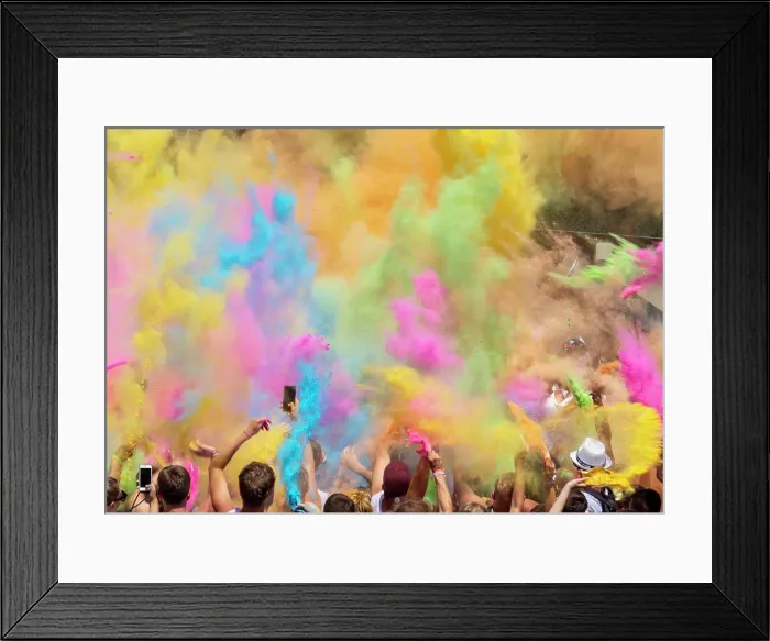 Framed Print : Colorful party with young people dancing
