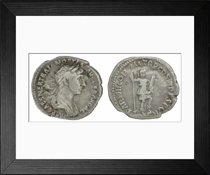 Framed Print : denarius. Trajan (cesarz rzymski ; 98-117), emperor Framed Print : denarius. Trajan (cesarz rzymski ; 98-117), emperor