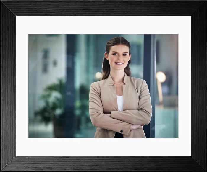Framed Print : Arms crossed, smile or portrait of businesswoman with confidence Framed Print : Arms crossed, smile or portrait of businesswoman with confidence