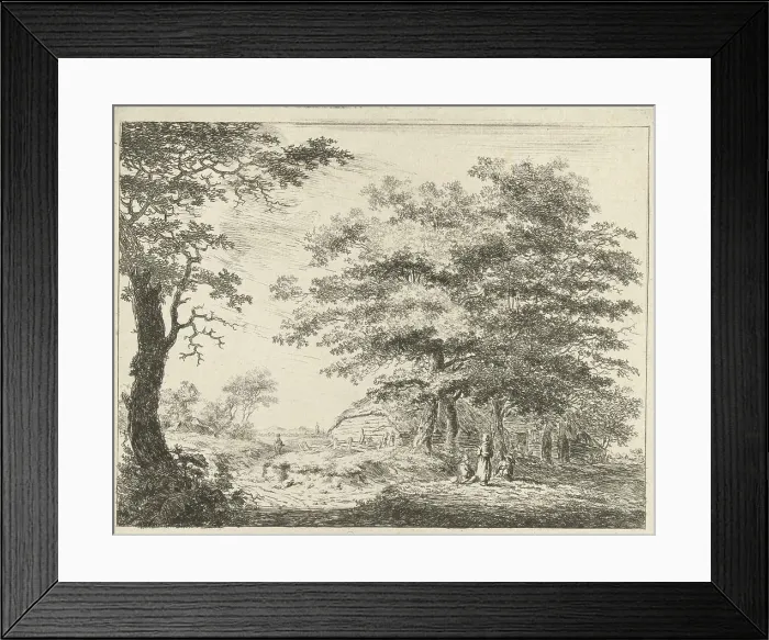 Framed Print : Landscape with farmhouse and figures under trees Framed Print : Landscape with farmhouse and figures under trees