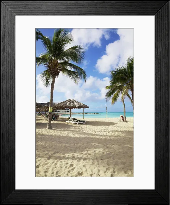 Framed Print : Beach volleyball court; Simpson Bay, St. Martin, French West Indies
