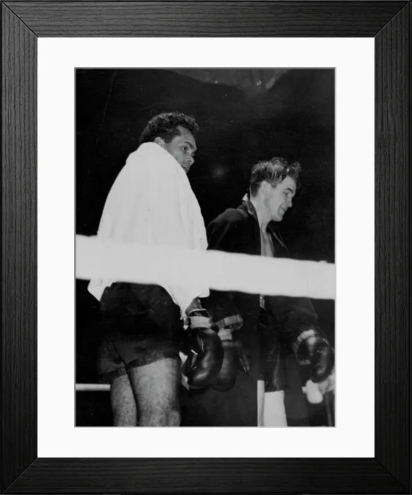 Framed Print : Sands Outclassed by American -- Dave Sands (left) and Tommy Yarosz leaving the ring after their fight Framed Print : Sands Outclassed by American -- Dave Sands (left) and Tommy Yarosz leaving the ring after their fight