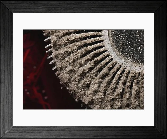 Framed Print : Extremely dirty ventilation system with dusty clogged filter, macro. close-up