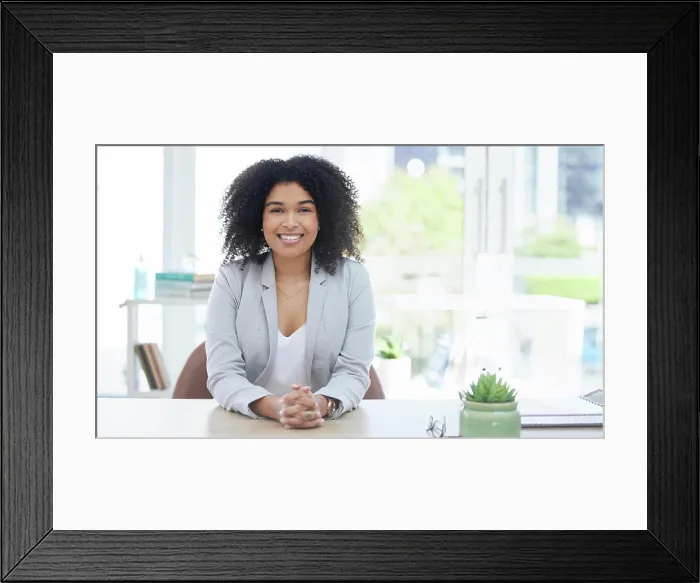 Framed Print : Business woman, happy or portrait in job interview