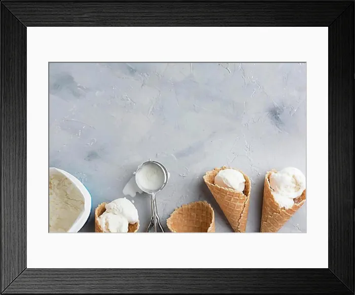 Framed Print : Flat lay ice cream frame Framed Print : Flat lay ice cream frame