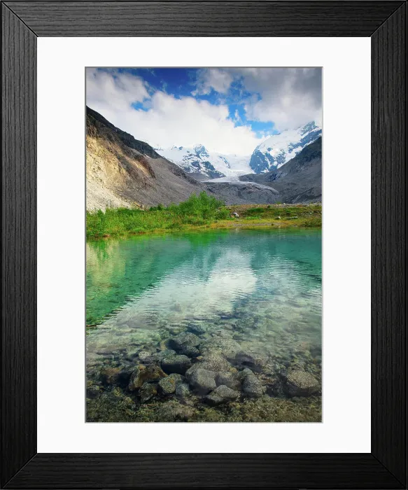 Framed Print : Alpensee in den Gletschern des Engadins bei Sankt Moritz im Sommer *** Alpensee in the Glaciers of Engadine at Sankt Framed Print : Alpensee in den Gletschern des Engadins bei Sankt Moritz im Sommer *** Alpensee in the Glaciers of Engadine at Sankt