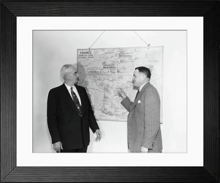 Framed Print : Agricultural Mission Presents Report on France. Photographs of Marshall Plan Programs, Exhibits, and Personnel Framed Print : Agricultural Mission Presents Report on France. Photographs of Marshall Plan Programs, Exhibits, and Personnel