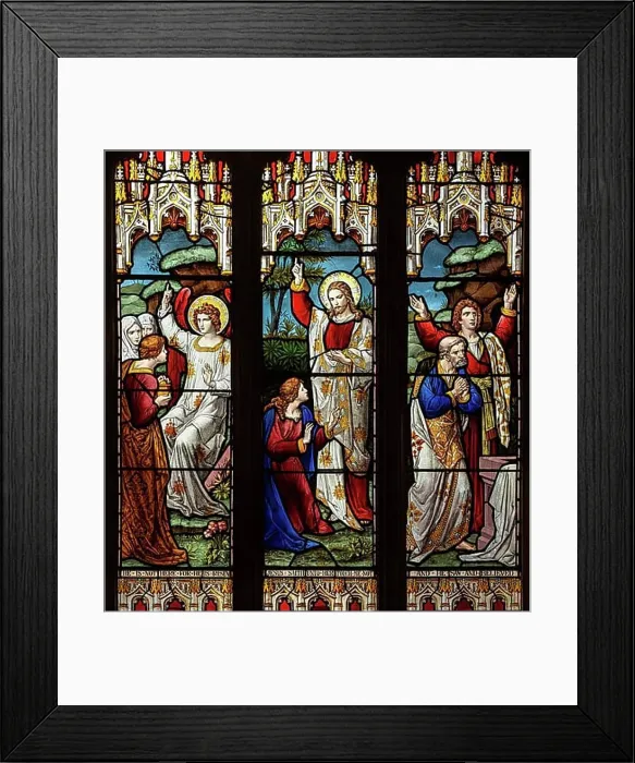 Framed Print : Stained glass window c 1879 Heaton, Butler and Bayne, Long Melford church, Suffolk, England, UK Framed Print : Stained glass window c 1879 Heaton, Butler and Bayne, Long Melford church, Suffolk, England, UK