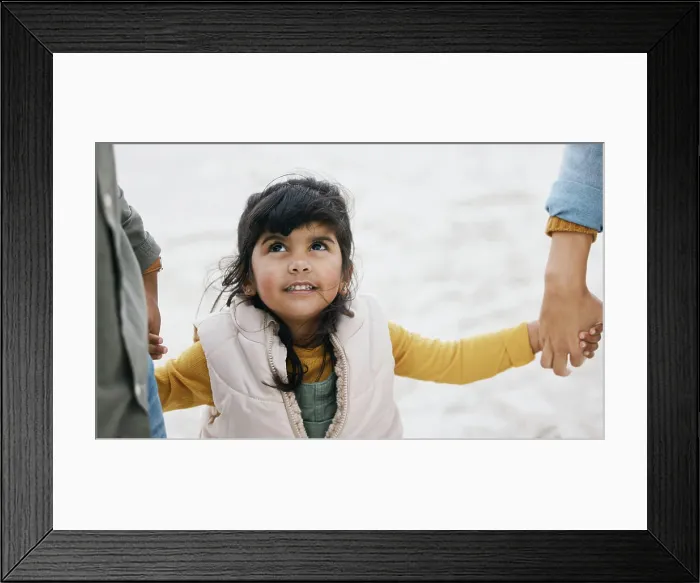 Framed Print : Holding hands, love and parents with girl in park for bonding