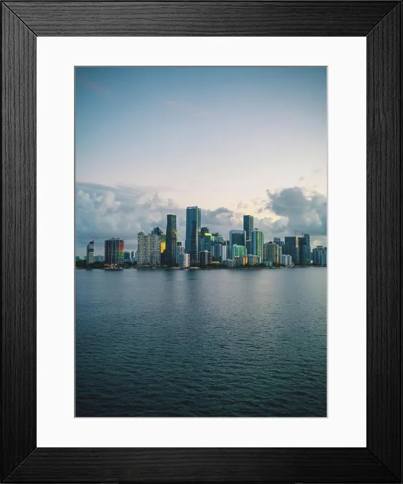 Framed Print : Miami Florida skyline skyscrapers Arial views