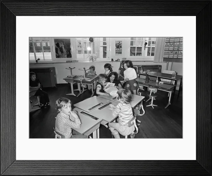 Framed Print : Anefo photo collection. First school day at primary school, O.A. Children in class. August 13, 1974 Framed Print : Anefo photo collection. First school day at primary school, O.A. Children in class. August 13, 1974