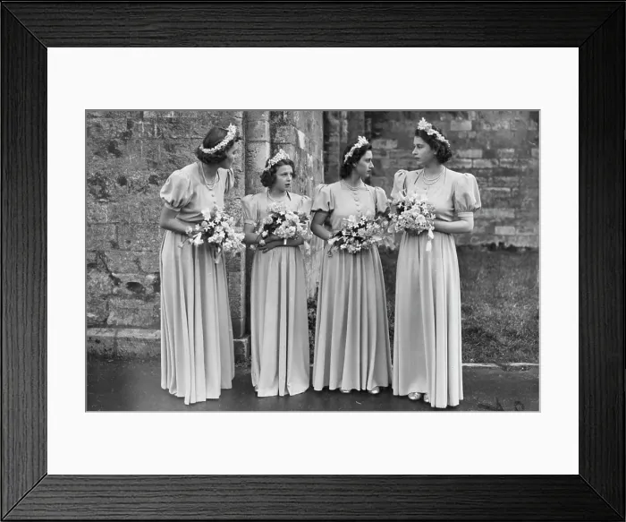 Framed Print : Three Princesses Are Bridesmaids At Romsey Abbey Wedding : The bridesmaids at this afternoon's Romsey Abbey wedding