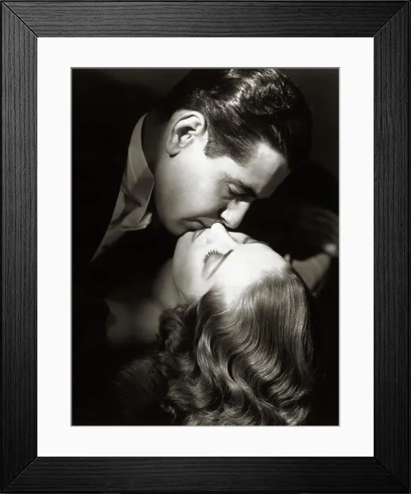 Framed Print : 1930S 1940S Couple Man Woman Kissing Hollywood Movie Style Framed Print : 1930S 1940S Couple Man Woman Kissing Hollywood Movie Style