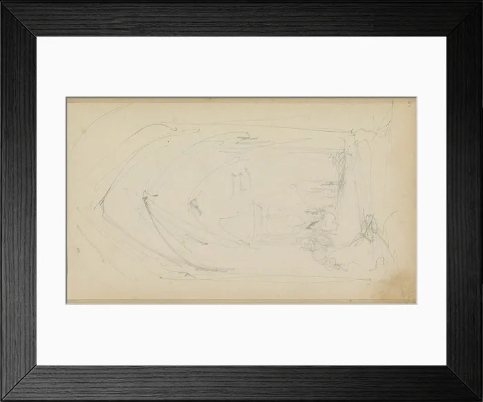 Framed Print : Kerkinterieur met figuren.Leaf 19 Recto from a sketchbook with 46 sheets