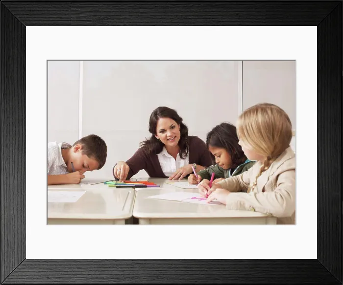Framed Print : Students and Teacher in Classroom Framed Print : Students and Teacher in Classroom