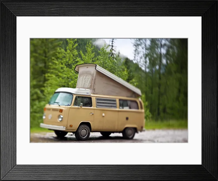 Framed Print : VW Camper Van, White River, British Columbia, Canada