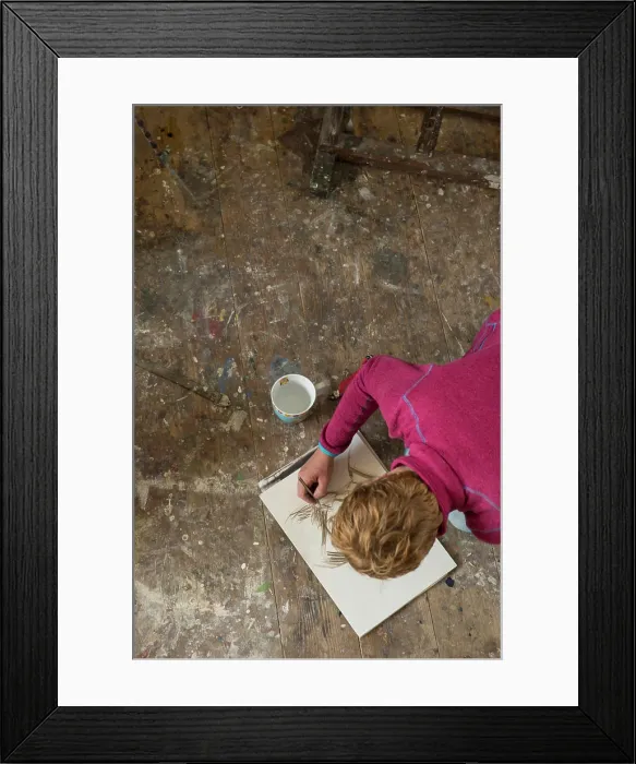 Framed Print : Female artist making sketch in art studio, Bavaria, Germany Framed Print : Female artist making sketch in art studio, Bavaria, Germany