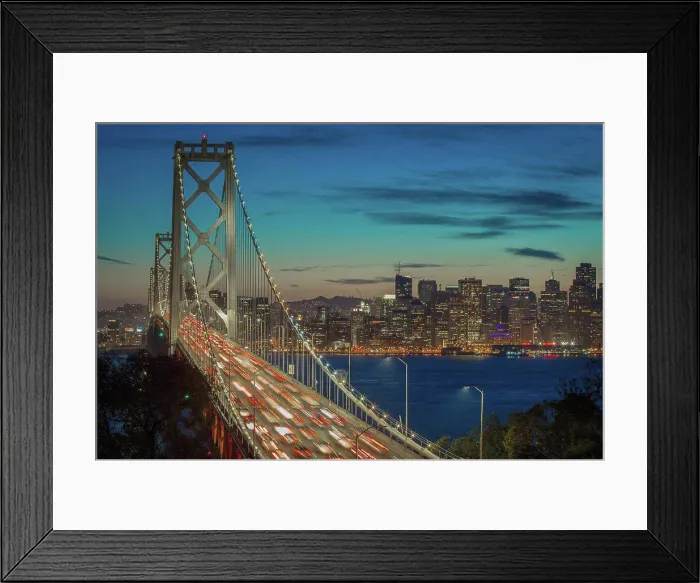 Framed Print : View of the Bay Bridge with San Francisco in the background Framed Print : View of the Bay Bridge with San Francisco in the background