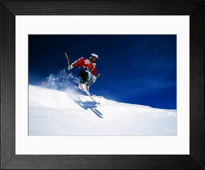 Framed Print : Andorra, Soldeu, Skier jumping Framed Print : Andorra, Soldeu, Skier jumping