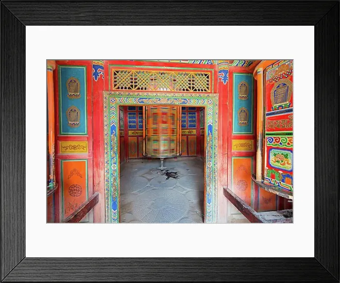 Framed Print : Tibetan Buddhism, wooden prayer wheel painted with Buddhist symbols Framed Print : Tibetan Buddhism, wooden prayer wheel painted with Buddhist symbols