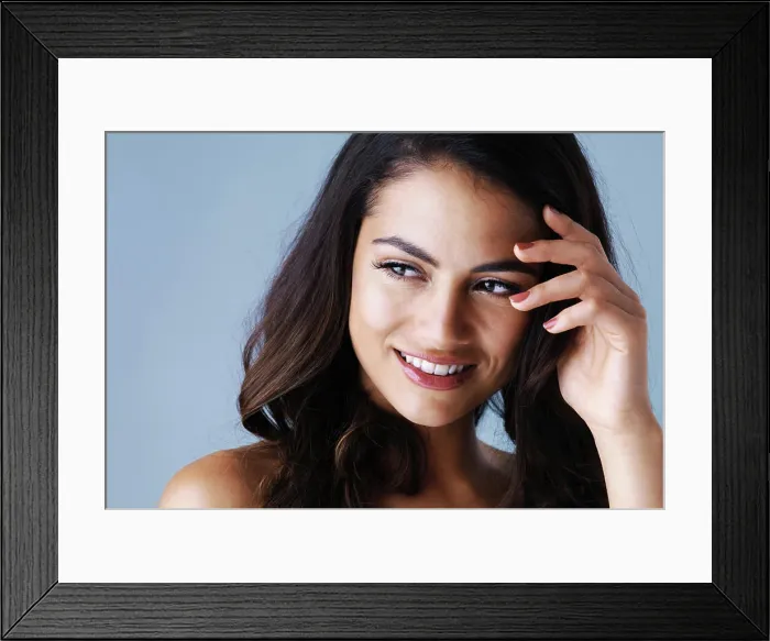 Framed Print : Thinking, hair care and beauty of happy woman for glow Framed Print : Thinking, hair care and beauty of happy woman for glow