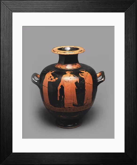 Framed Print : Hydria (Kalpis) with a Depiction of a Scene in Gynaeceum. Attic pottery, Art of Ancient Rome, Attican Art Framed Print : Hydria (Kalpis) with a Depiction of a Scene in Gynaeceum. Attic pottery, Art of Ancient Rome, Attican Art