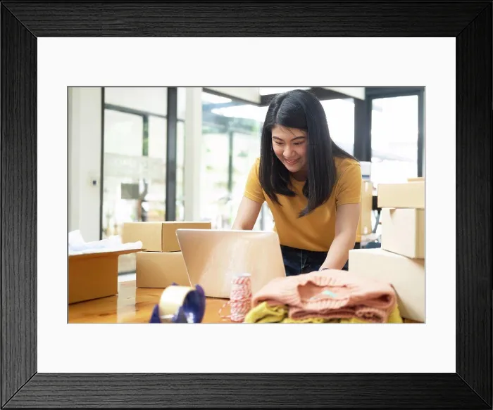 Framed Print : Online Seller and Online Business Concept Framed Print : Online Seller and Online Business Concept