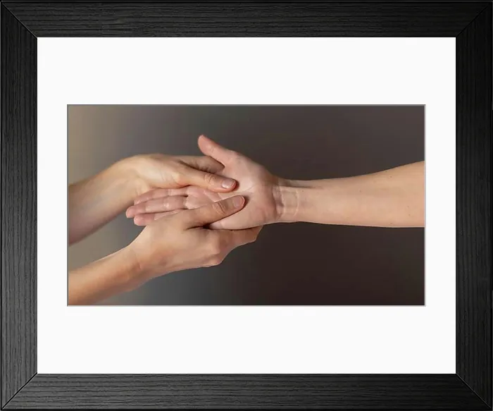 Framed Print : close up hands massaging palm. High resolution photo Framed Print : close up hands massaging palm. High resolution photo