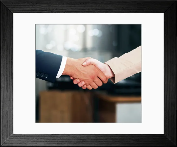 Framed Print : Handshake, agreement and business people with deal Framed Print : Handshake, agreement and business people with deal