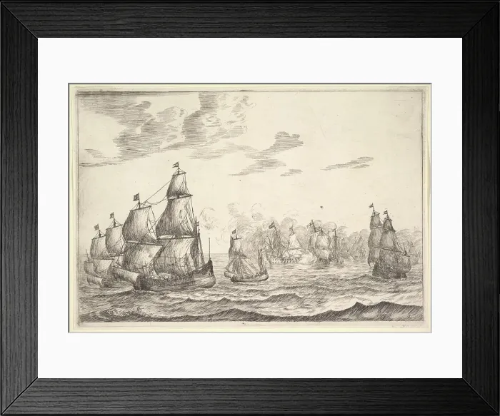 Framed Print : Naval Battle Scene 17th century Reinier Nooms