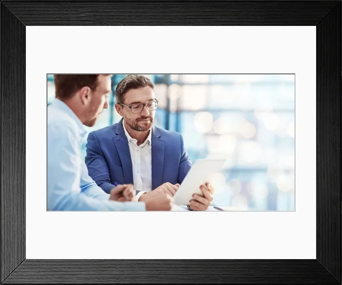 Framed Print : Investment, business people and manager with employee Framed Print : Investment, business people and manager with employee
