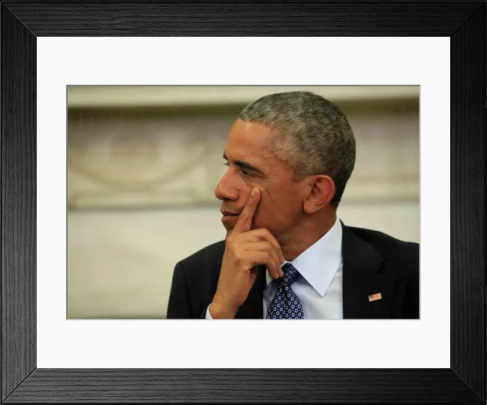 Framed Print : President Barack Obama meets with President Enrique Pena Nieto of Mexico in the Oval Office on January 6