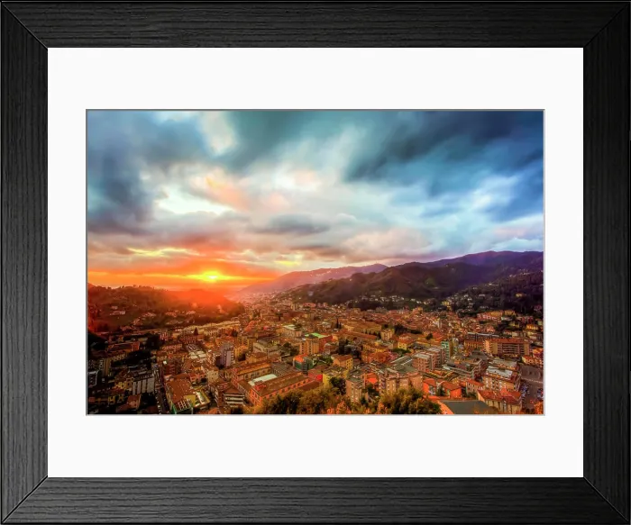 Framed Print : City of Carrara view of the city of Carrara using HDR technique at sunset Copyright: xZoonar Framed Print : City of Carrara view of the city of Carrara using HDR technique at sunset Copyright: xZoonar