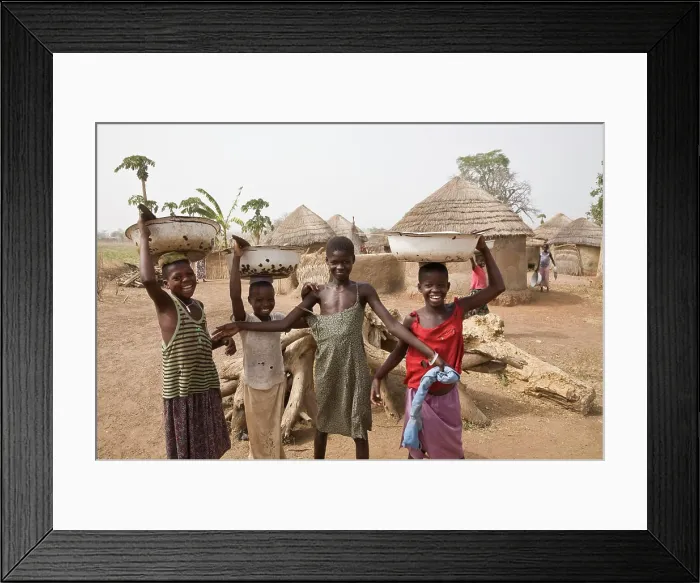 Framed Print : Africa, West Africa, Ghana, Yendi. Young Dagomba girls carrying pots Framed Print : Africa, West Africa, Ghana, Yendi. Young Dagomba girls carrying pots