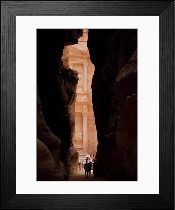 Framed Print : Tourists Visit The Treasury In The Nabatean City, Petra Jordan