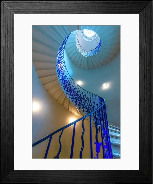 Framed Print : United Kingdom, England, Greenwich. Looking up at Tulip Stairs in Queen's House Framed Print : United Kingdom, England, Greenwich. Looking up at Tulip Stairs in Queen's House